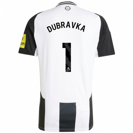 Kandiny Enfant Maillot Martin Dúbravka #1 Blanc Noir Tenues Domicile 2024/25 T-Shirt