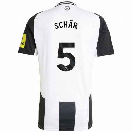 Kandiny Enfant Maillot Fabian Schär #5 Blanc Noir Tenues Domicile 2024/25 T-Shirt