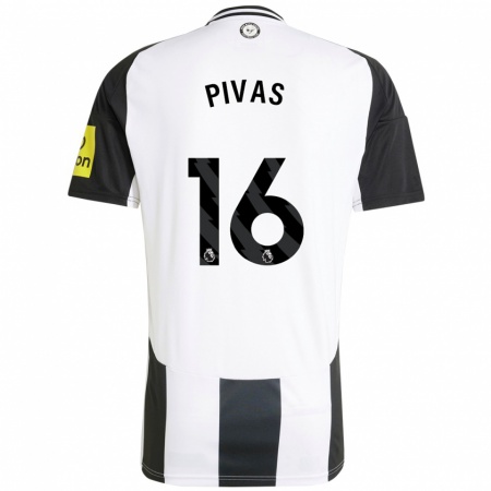 Kandiny Enfant Maillot Miodrag Pivas #16 Blanc Noir Tenues Domicile 2024/25 T-Shirt