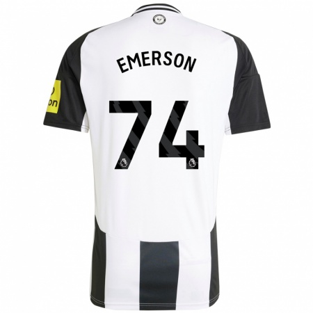 Kandiny Enfant Maillot Johnny Emerson #74 Blanc Noir Tenues Domicile 2024/25 T-Shirt