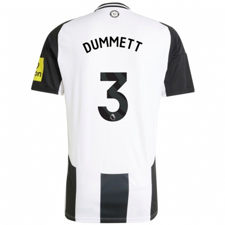 Kandiny Enfant Maillot Paul Dummett #3 Blanc Noir Tenues Domicile 2024/25 T-Shirt