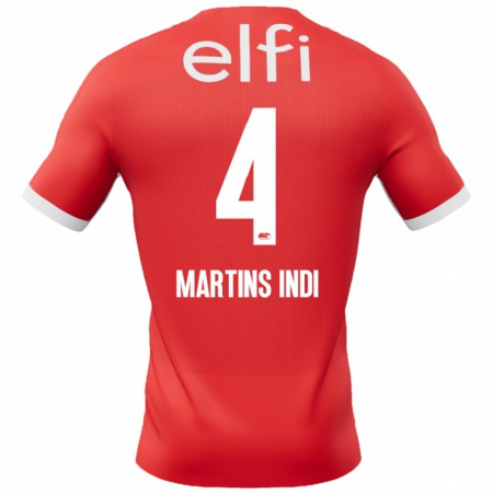 Kandiny Enfant Maillot Bruno Martins Indi #4 Rouge Blanc Tenues Domicile 2024/25 T-Shirt