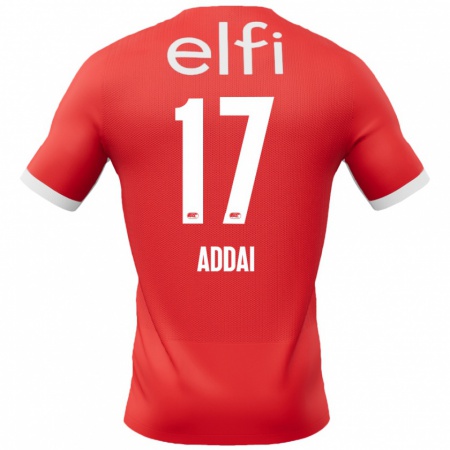 Kandiny Enfant Maillot Jayden Addai #17 Rouge Blanc Tenues Domicile 2024/25 T-Shirt