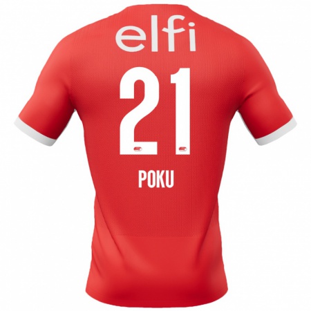 Kandiny Enfant Maillot Ernest Poku #21 Rouge Blanc Tenues Domicile 2024/25 T-Shirt