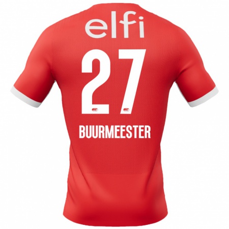 Kandiny Enfant Maillot Zico Buurmeester #27 Rouge Blanc Tenues Domicile 2024/25 T-Shirt