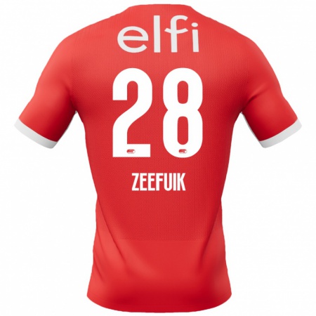 Kandiny Enfant Maillot Lequincio Zeefuik #28 Rouge Blanc Tenues Domicile 2024/25 T-Shirt