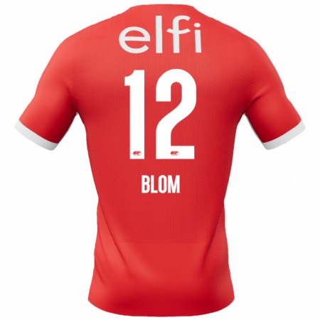 Kandiny Enfant Maillot Robin Blom #12 Rouge Blanc Tenues Domicile 2024/25 T-Shirt