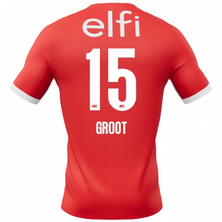 Kandiny Enfant Maillot Pleun Groot #15 Rouge Blanc Tenues Domicile 2024/25 T-Shirt