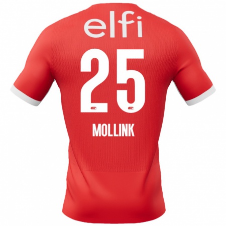 Kandiny Enfant Maillot Yaël Mollink #25 Rouge Blanc Tenues Domicile 2024/25 T-Shirt