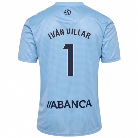 Kandiny Enfant Maillot Iván Villar #1 Bleu Ciel Tenues Domicile 2024/25 T-Shirt