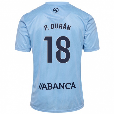 Kandiny Enfant Maillot Pablo Durán #18 Bleu Ciel Tenues Domicile 2024/25 T-Shirt