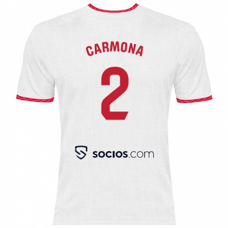 Kandiny Enfant Maillot José Ángel Carmona #2 Blanc Rouge Tenues Domicile 2024/25 T-Shirt