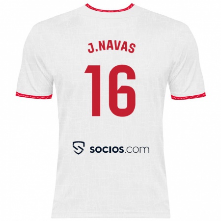 Kandiny Enfant Maillot Jesús Navas #16 Blanc Rouge Tenues Domicile 2024/25 T-Shirt