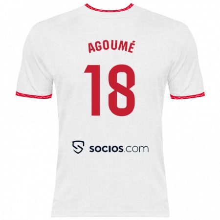 Kandiny Enfant Maillot Lucien Agoumé #18 Blanc Rouge Tenues Domicile 2024/25 T-Shirt