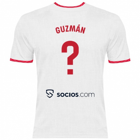 Kandiny Enfant Maillot Gonzalo Guzmán #0 Blanc Rouge Tenues Domicile 2024/25 T-Shirt