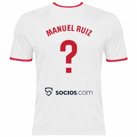 Kandiny Enfant Maillot José Manuel Ruiz #0 Blanc Rouge Tenues Domicile 2024/25 T-Shirt