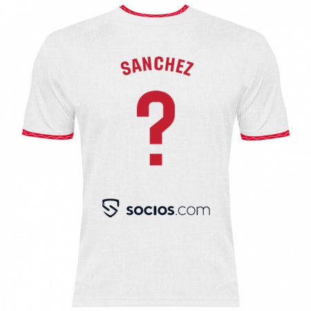 Kandiny Enfant Maillot Carlos Sanchez #0 Blanc Rouge Tenues Domicile 2024/25 T-Shirt