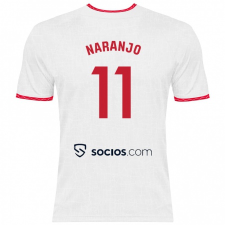 Kandiny Enfant Maillot Mario Naranjo #11 Blanc Rouge Tenues Domicile 2024/25 T-Shirt