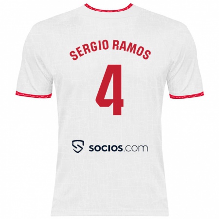 Kandiny Enfant Maillot Sergio Ramos #4 Blanc Rouge Tenues Domicile 2024/25 T-Shirt