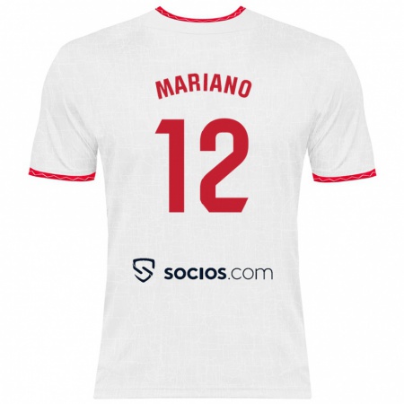 Kandiny Enfant Maillot Mariano Díaz #12 Blanc Rouge Tenues Domicile 2024/25 T-Shirt