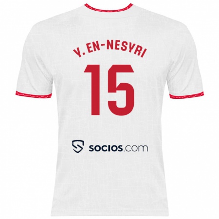 Kandiny Enfant Maillot Youssef En-Nesyri #15 Blanc Rouge Tenues Domicile 2024/25 T-Shirt