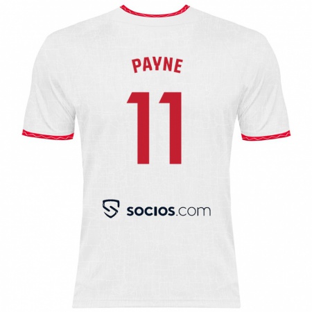 Kandiny Enfant Maillot Antionette Oyedupe Toni Payne #11 Blanc Rouge Tenues Domicile 2024/25 T-Shirt