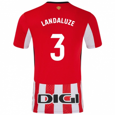 Kandiny Enfant Maillot Naia Landaluze #3 Rouge Blanc Tenues Domicile 2024/25 T-Shirt