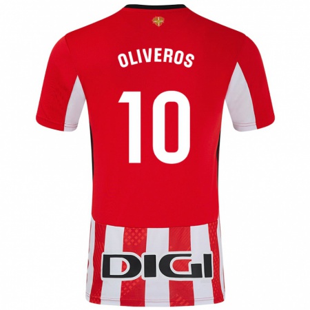 Kandiny Enfant Maillot Aimar Oliveros #10 Rouge Blanc Tenues Domicile 2024/25 T-Shirt