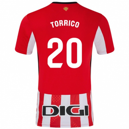 Kandiny Enfant Maillot Aitor Torrico #20 Rouge Blanc Tenues Domicile 2024/25 T-Shirt