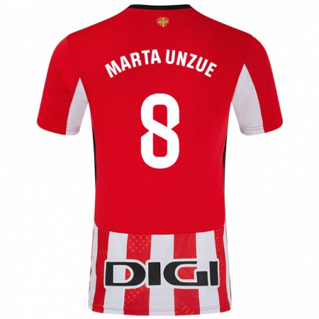 Kandiny Enfant Maillot Marta Unzué Urdániz #8 Rouge Blanc Tenues Domicile 2024/25 T-Shirt