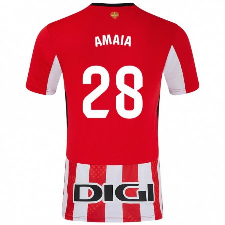 Kandiny Enfant Maillot Amaia Martinez De La Peña #28 Rouge Blanc Tenues Domicile 2024/25 T-Shirt