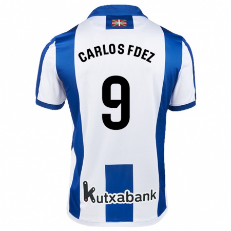 Kandiny Enfant Maillot Carlos Fernández #9 Blanc Bleu Tenues Domicile 2024/25 T-Shirt