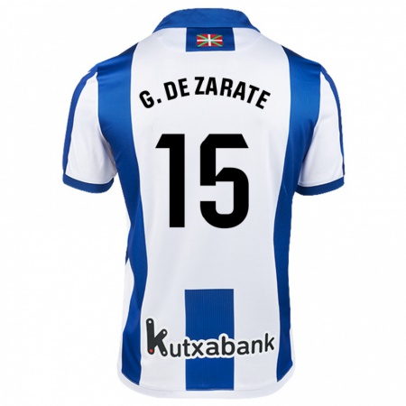 Kandiny Enfant Maillot Urko González De Zarate #15 Blanc Bleu Tenues Domicile 2024/25 T-Shirt