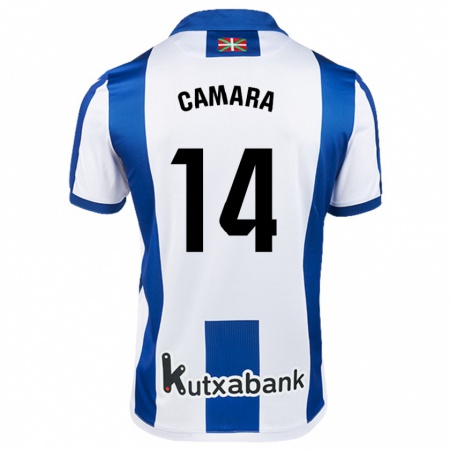 Kandiny Enfant Maillot Ibra Cámara #14 Blanc Bleu Tenues Domicile 2024/25 T-Shirt