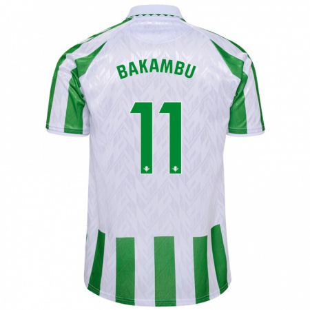 Kandiny Enfant Maillot Cédric Bakambu #11 Rayures Vertes Et Blanches Tenues Domicile 2024/25 T-Shirt