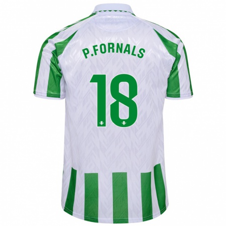 Kandiny Enfant Maillot Pablo Fornals #18 Rayures Vertes Et Blanches Tenues Domicile 2024/25 T-Shirt