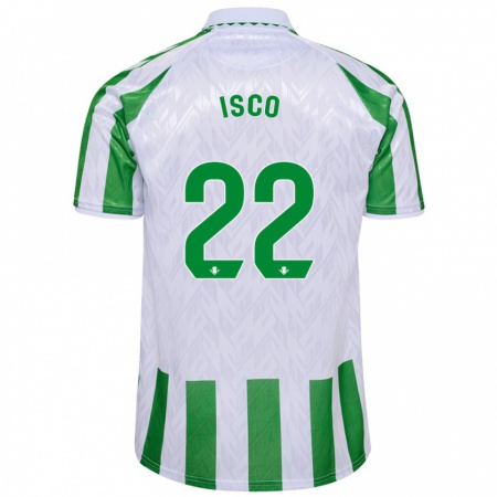 Kandiny Enfant Maillot Isco #22 Rayures Vertes Et Blanches Tenues Domicile 2024/25 T-Shirt