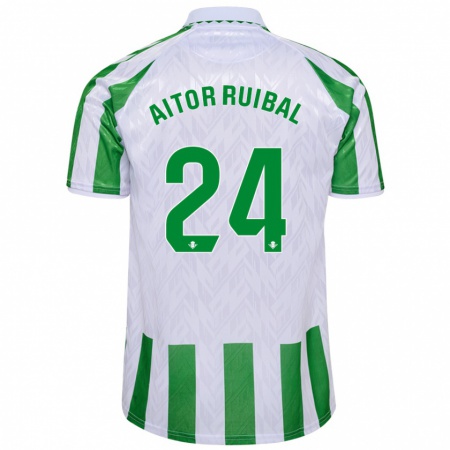 Kandiny Enfant Maillot Aitor Ruibal #24 Rayures Vertes Et Blanches Tenues Domicile 2024/25 T-Shirt