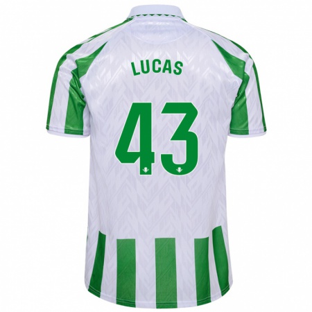 Kandiny Enfant Maillot Lucas Alcázar #43 Rayures Vertes Et Blanches Tenues Domicile 2024/25 T-Shirt