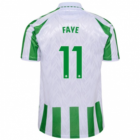 Kandiny Enfant Maillot Souleymane Faye #11 Rayures Vertes Et Blanches Tenues Domicile 2024/25 T-Shirt