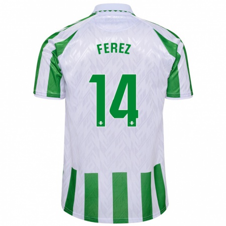 Kandiny Enfant Maillot Carolina Férez #14 Rayures Vertes Et Blanches Tenues Domicile 2024/25 T-Shirt