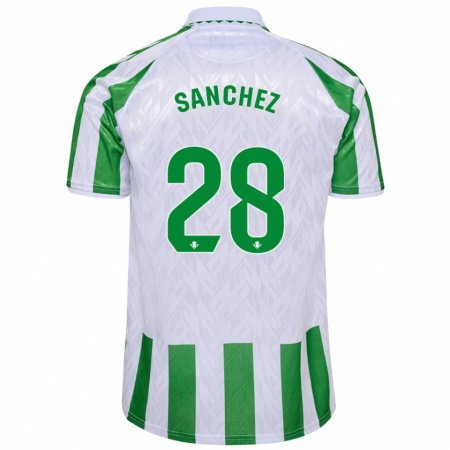 Kandiny Enfant Maillot Marina Sánchez #28 Rayures Vertes Et Blanches Tenues Domicile 2024/25 T-Shirt