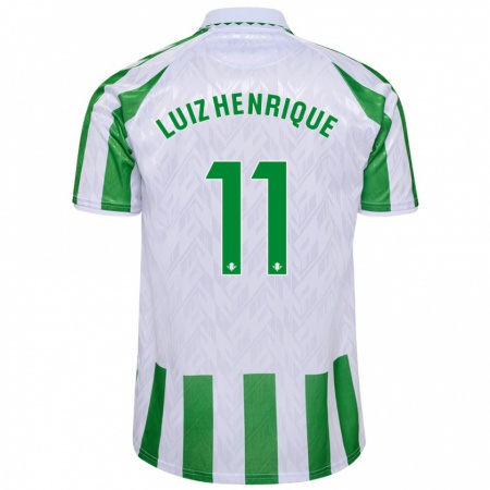 Kandiny Enfant Maillot Luiz Henrique #11 Rayures Vertes Et Blanches Tenues Domicile 2024/25 T-Shirt