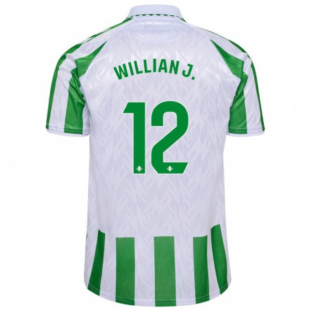 Kandiny Enfant Maillot Willian José #12 Rayures Vertes Et Blanches Tenues Domicile 2024/25 T-Shirt