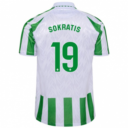 Kandiny Enfant Maillot Sokratis Papastathopoulos #19 Rayures Vertes Et Blanches Tenues Domicile 2024/25 T-Shirt