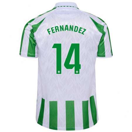 Kandiny Enfant Maillot Quique Fernández #14 Rayures Vertes Et Blanches Tenues Domicile 2024/25 T-Shirt