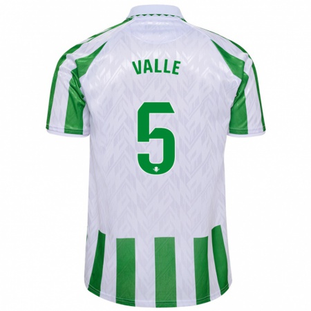 Kandiny Enfant Maillot María Valle López #5 Rayures Vertes Et Blanches Tenues Domicile 2024/25 T-Shirt