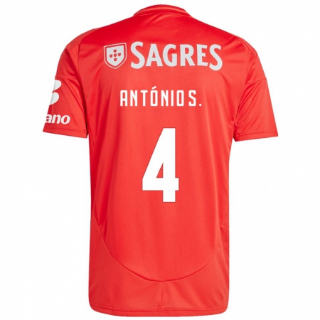 Kandiny Enfant Maillot António Silva #4 Rouge Blanc Tenues Domicile 2024/25 T-Shirt