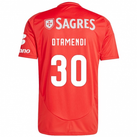 Kandiny Enfant Maillot Nicolás Otamendi #30 Rouge Blanc Tenues Domicile 2024/25 T-Shirt