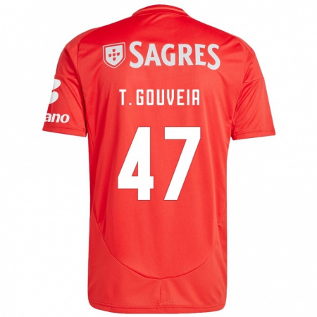 Kandiny Enfant Maillot Tiago Gouveia #47 Rouge Blanc Tenues Domicile 2024/25 T-Shirt